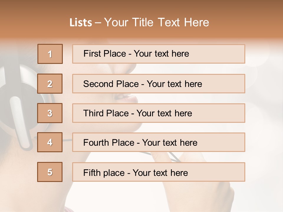 Girl With Headphones PowerPoint Template