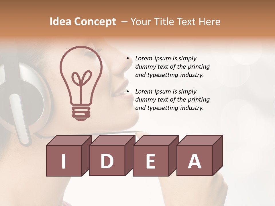 Girl With Headphones PowerPoint Template