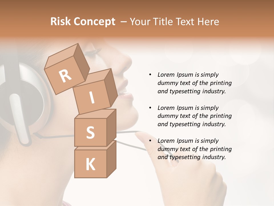 Girl With Headphones PowerPoint Template