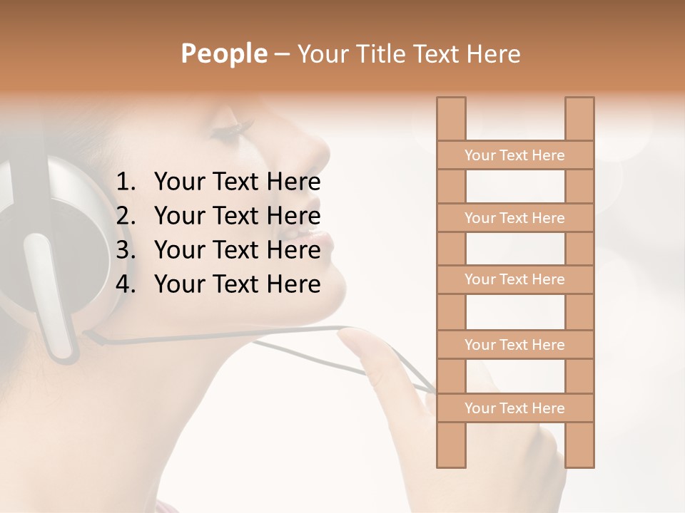 Girl With Headphones PowerPoint Template