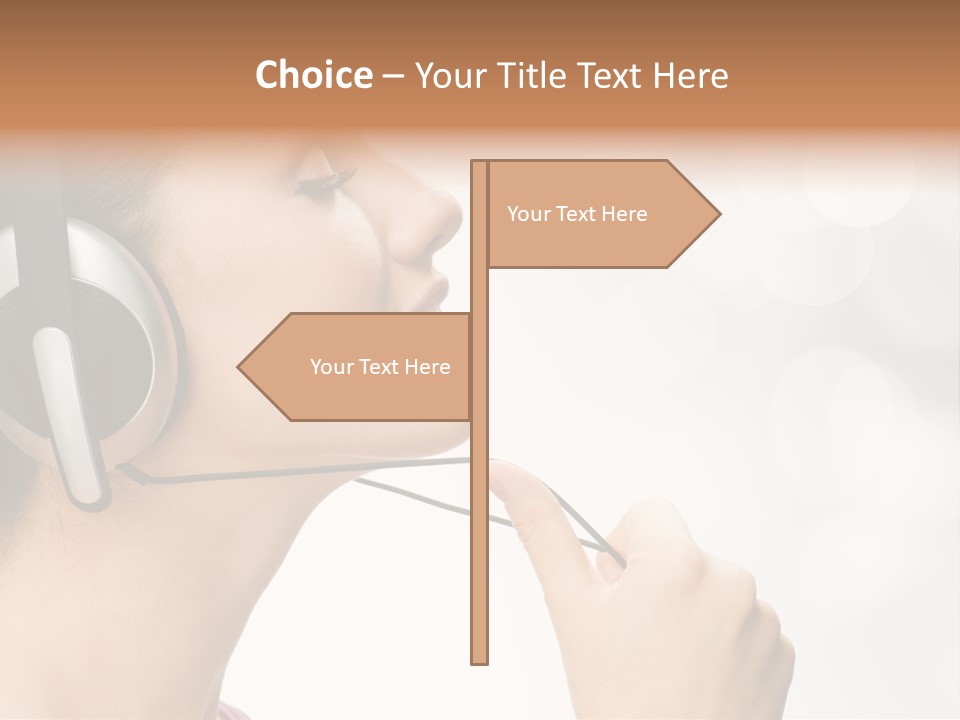 Girl With Headphones PowerPoint Template