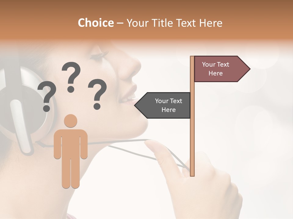 Girl With Headphones PowerPoint Template