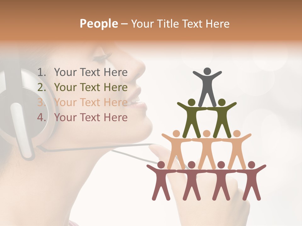 Girl With Headphones PowerPoint Template