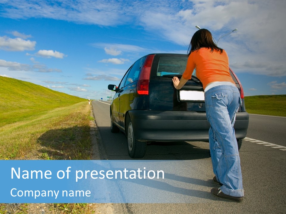 Pushing Car PowerPoint Template