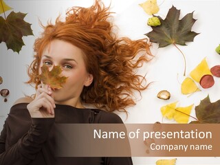 Attractive Smile Redhead PowerPoint Template