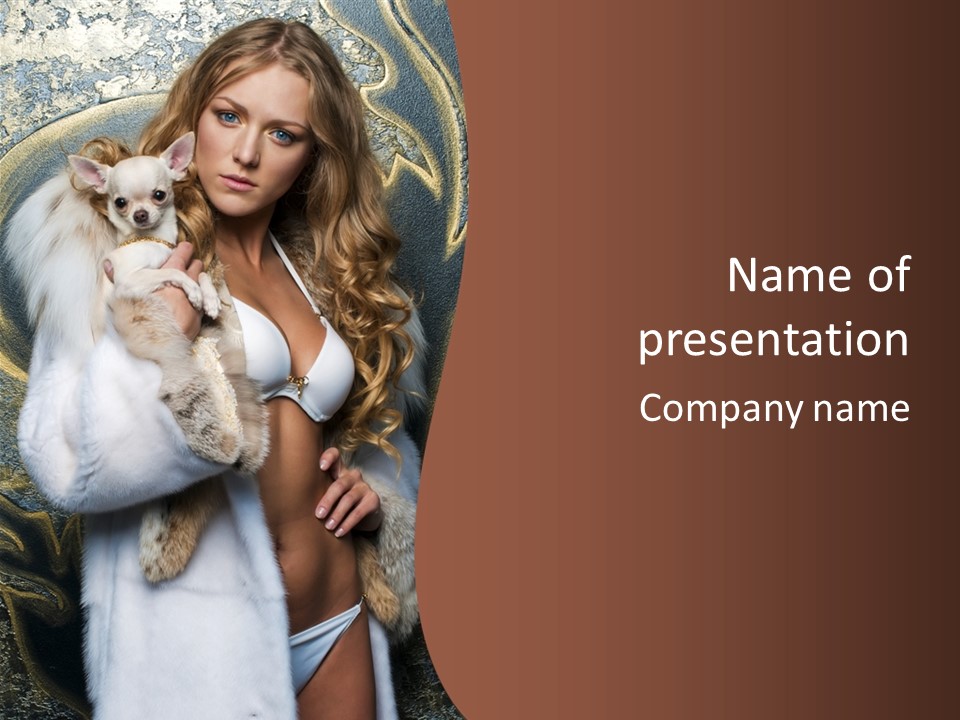 Woman In Fur Coat PowerPoint Template