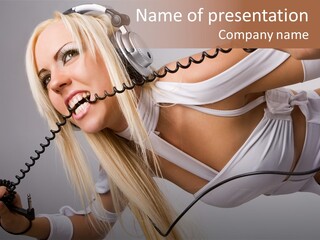 Girl Headphones PowerPoint Template