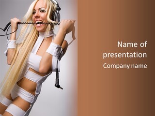 Model Headphones PowerPoint Template