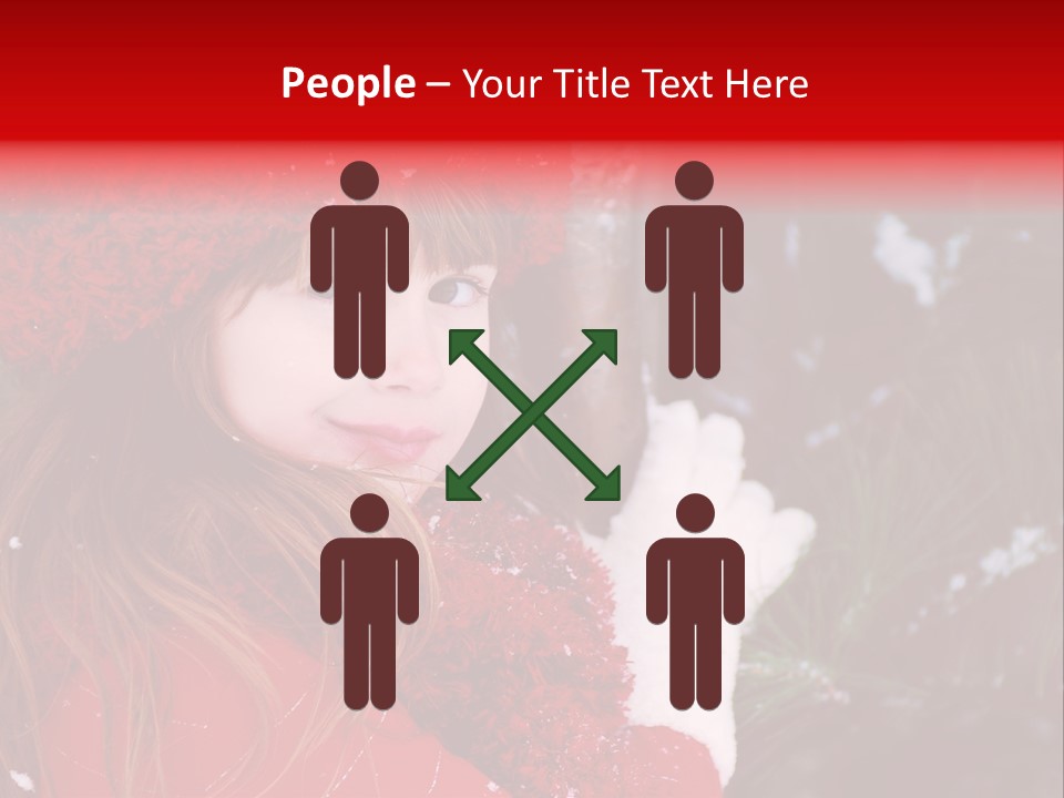 Cute Girl In Snowfall PowerPoint Template