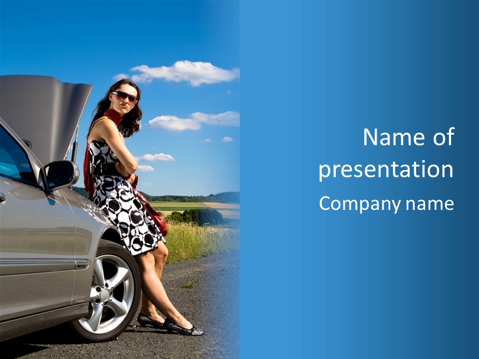 Broken Down Car PowerPoint Template