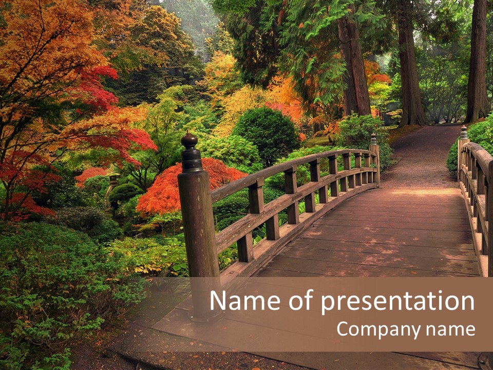 Bridge In Autumn PowerPoint Template