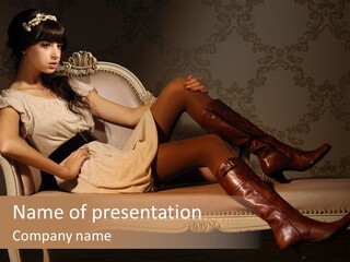 Fashion Model Sitting PowerPoint Template