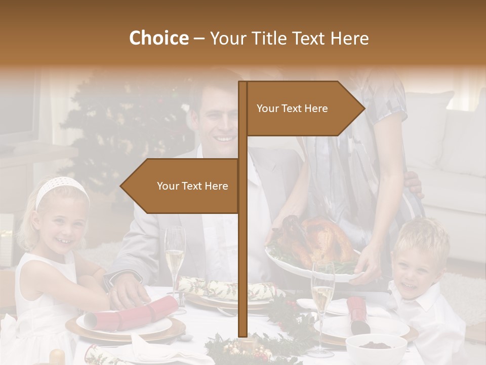 Family Celebrating Christmas PowerPoint Template