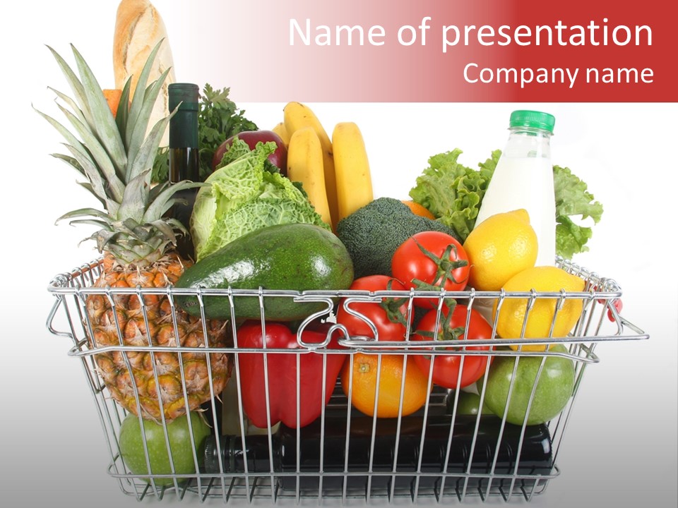 Fruit And Vegetables In The Basket PowerPoint Template