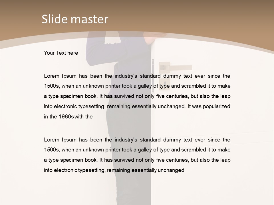 Woman Door PowerPoint Template