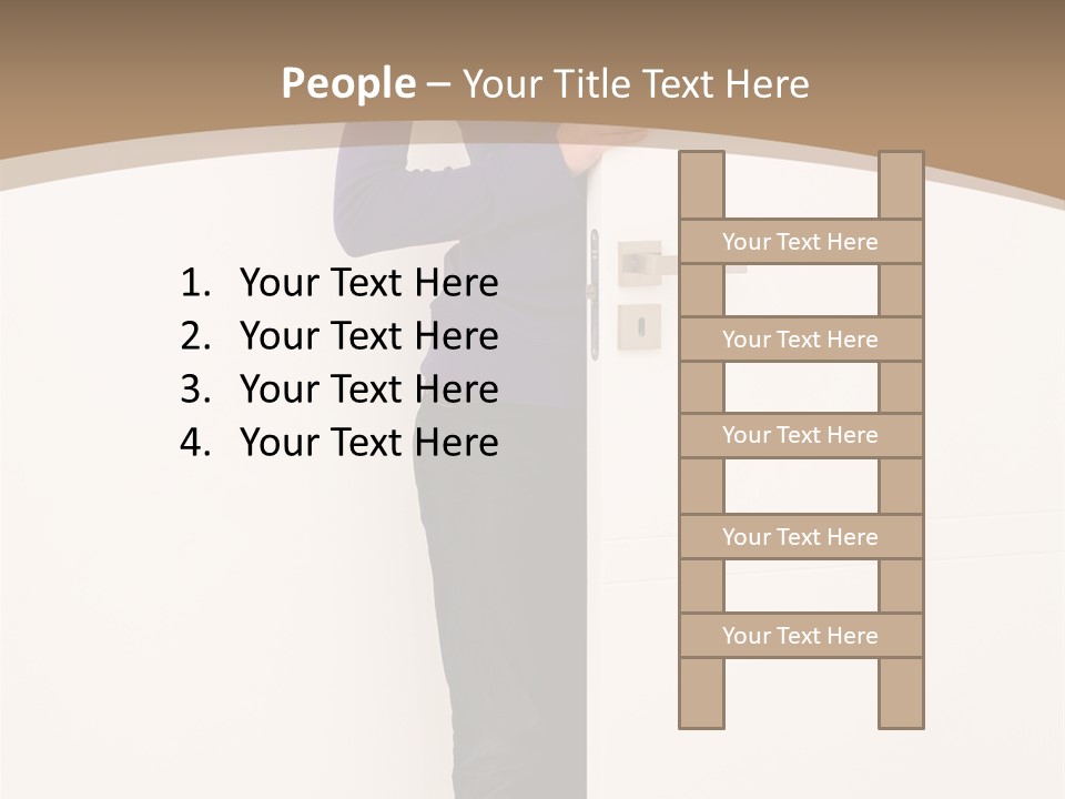 Woman Door PowerPoint Template