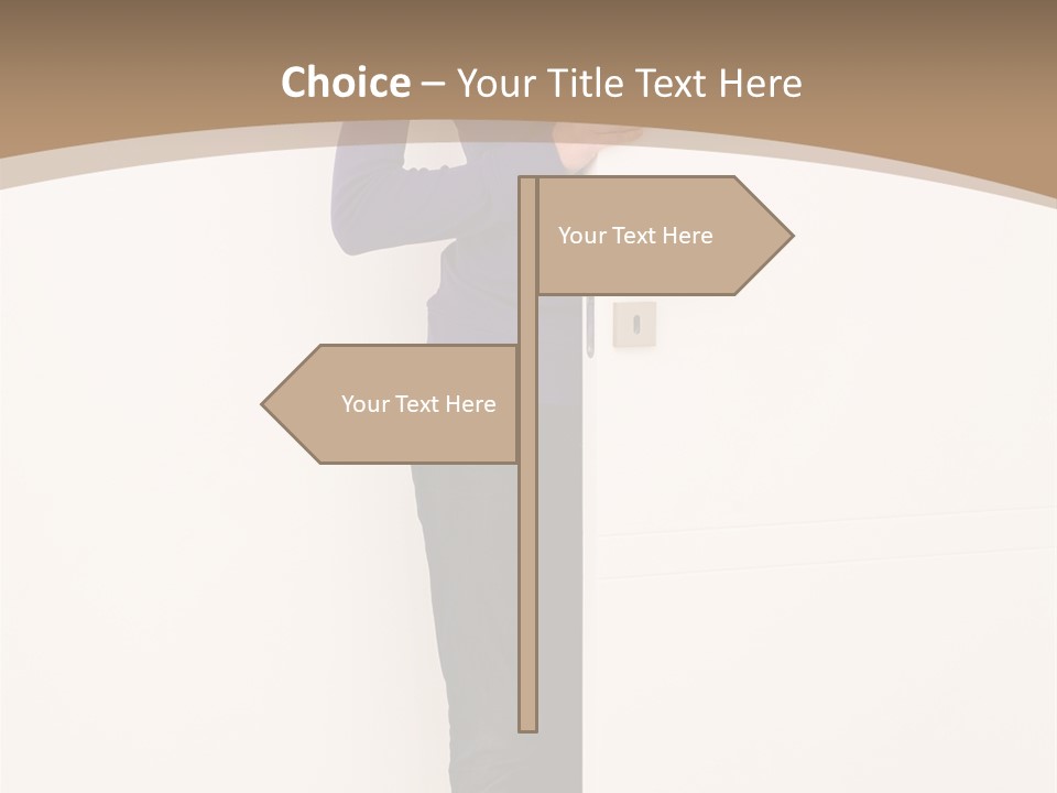 Woman Door PowerPoint Template