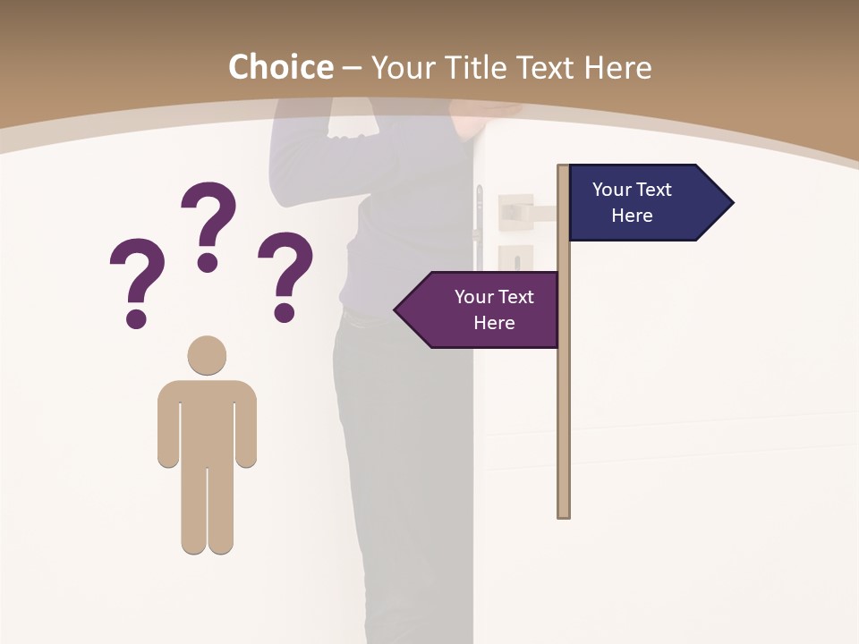 Woman Door PowerPoint Template