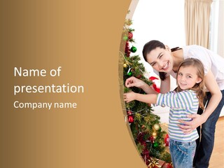 Crianças Arvore De Natal PowerPoint Template