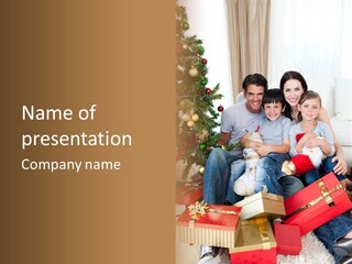 Family At Christmas PowerPoint Template