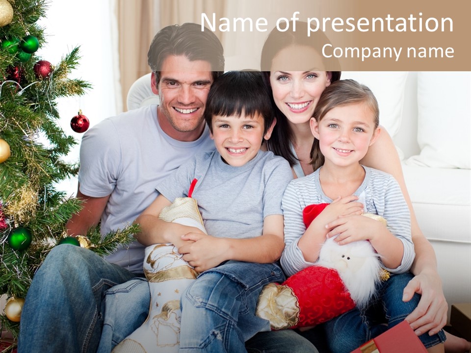 Family At Christmas Time PowerPoint Template