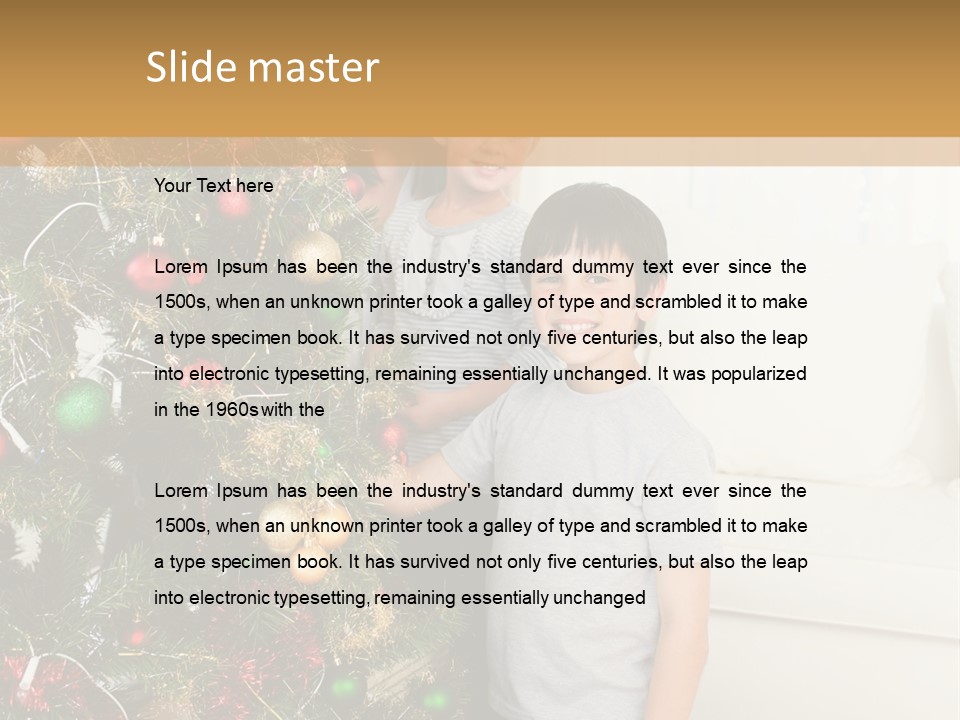 Family Decorating Christmas Tree PowerPoint Template
