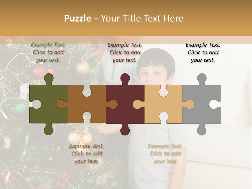 Family Decorating Christmas Tree PowerPoint Template