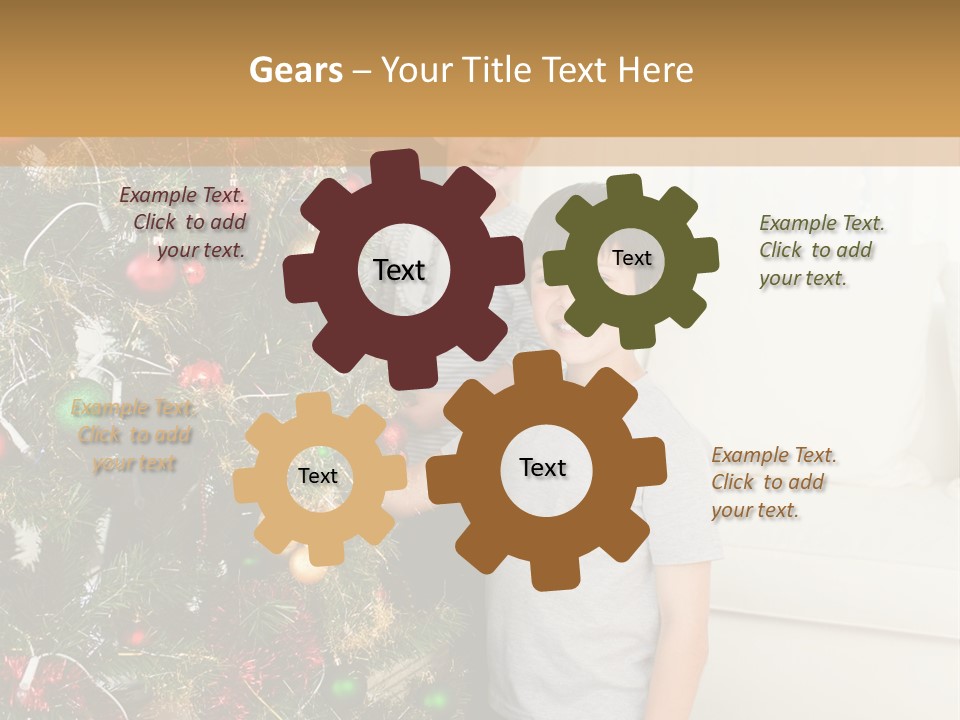 Family Decorating Christmas Tree PowerPoint Template