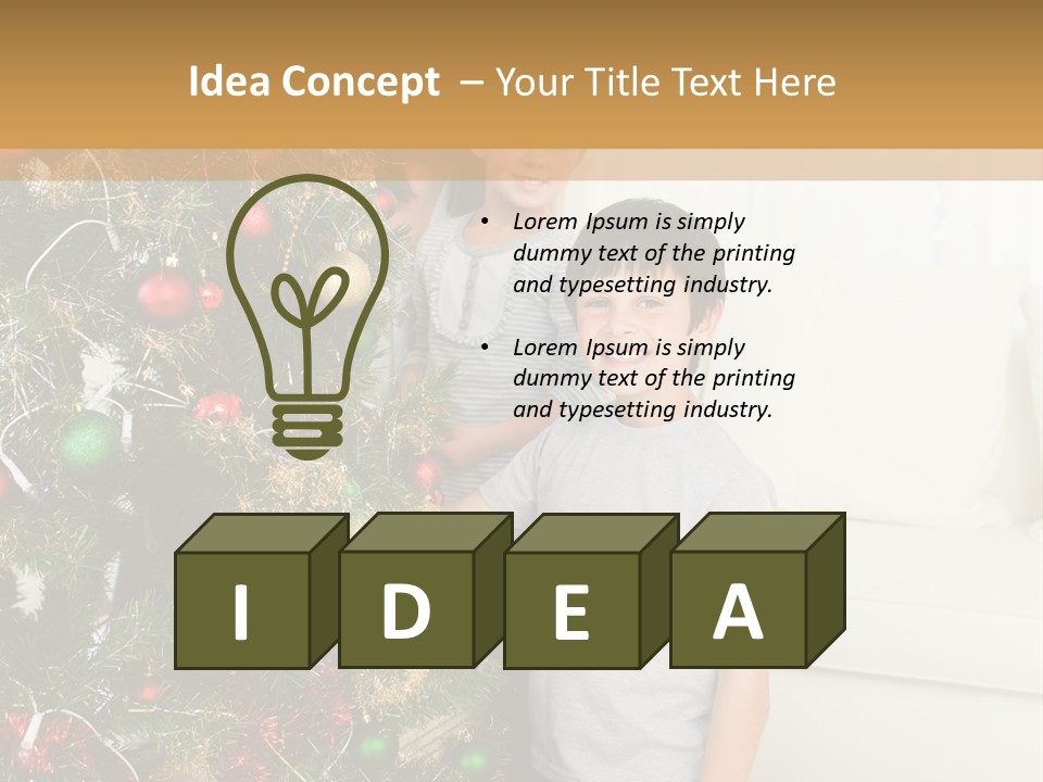Family Decorating Christmas Tree PowerPoint Template