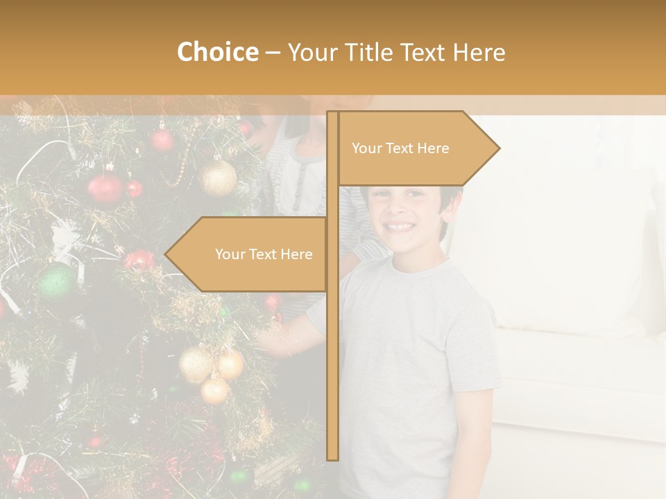 Family Decorating Christmas Tree PowerPoint Template
