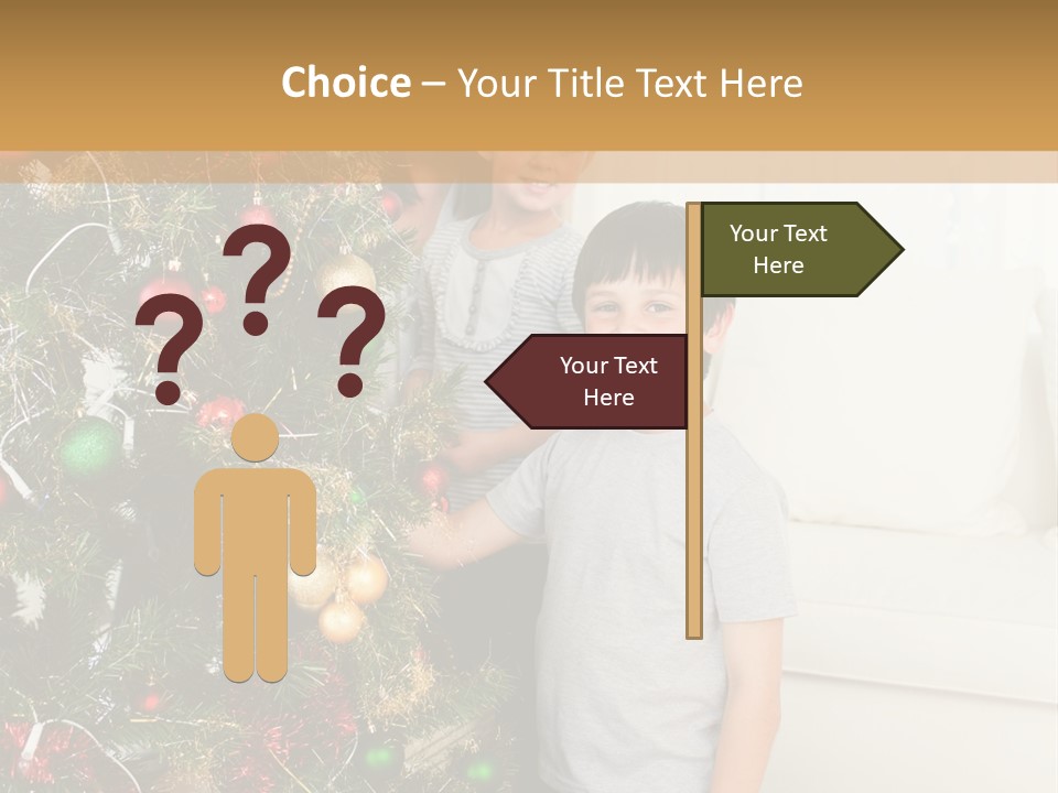 Family Decorating Christmas Tree PowerPoint Template