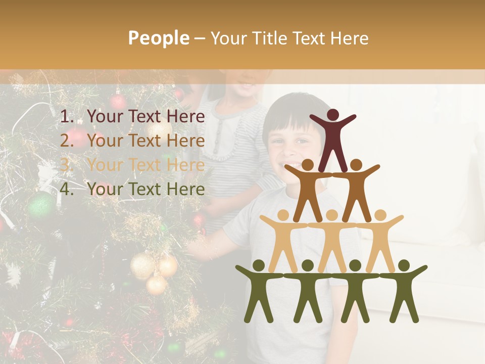 Family Decorating Christmas Tree PowerPoint Template