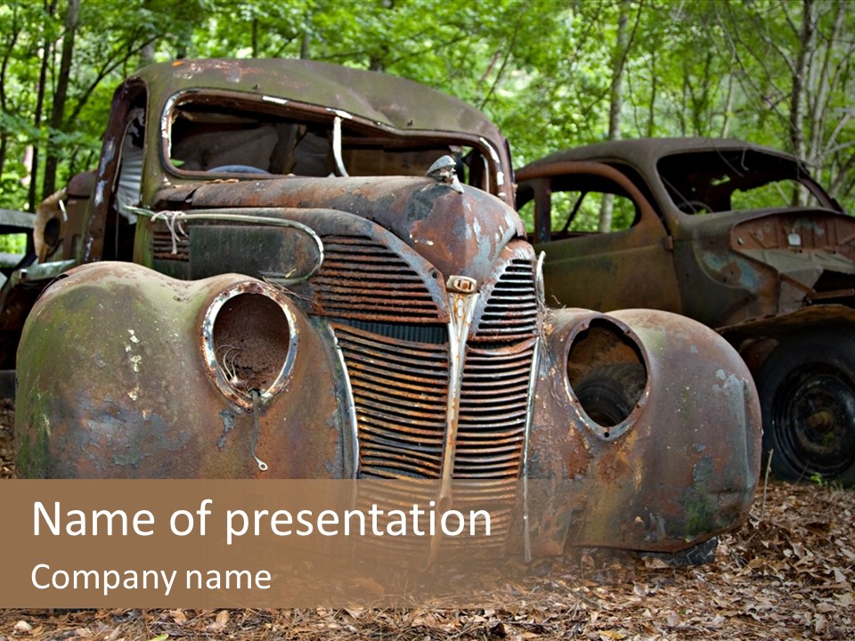 Old Car Junk Yards PowerPoint Template