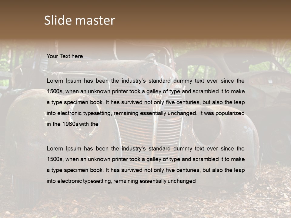 Old Car Junk Yards PowerPoint Template