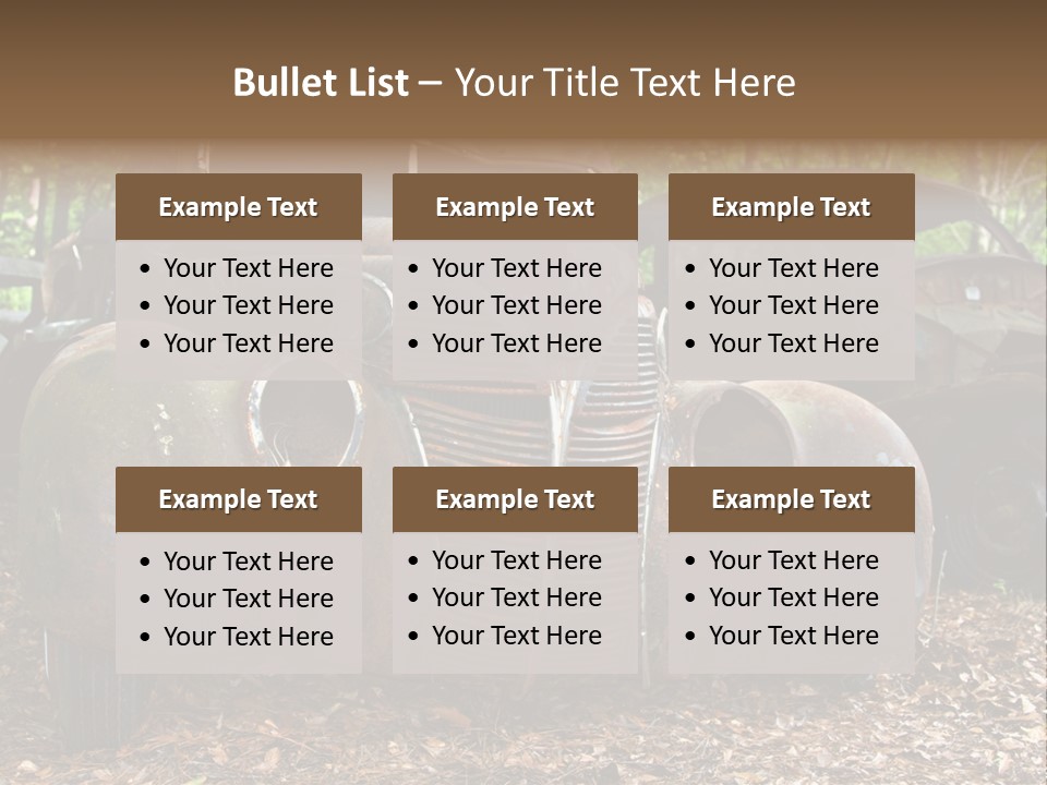 Old Car Junk Yards PowerPoint Template