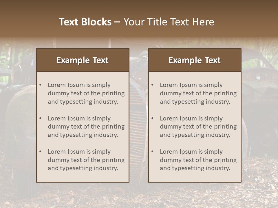 Old Car Junk Yards PowerPoint Template