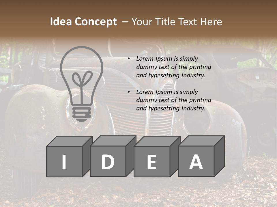 Old Car Junk Yards PowerPoint Template