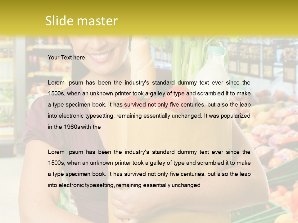 Holding Grocery Bags PowerPoint Template