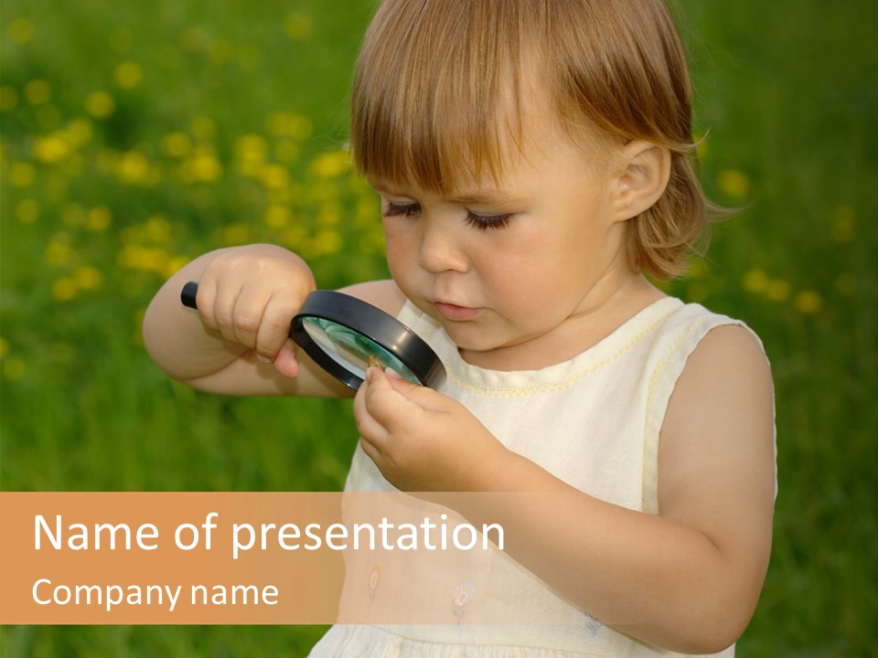 Magnifying Glass Child PowerPoint Template