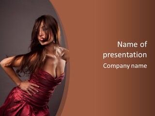 Girl In Red Dress PowerPoint Template