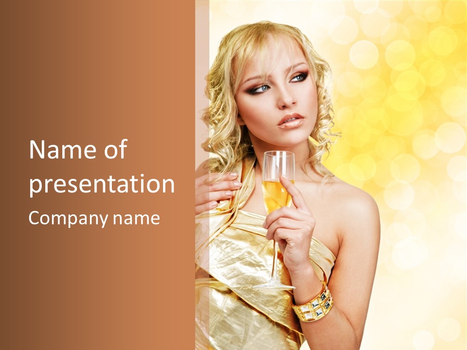 Woman Champagne PowerPoint Template