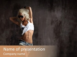 Black Blond Posing PowerPoint Template