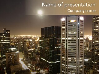 Street Tower Cityscape PowerPoint Template