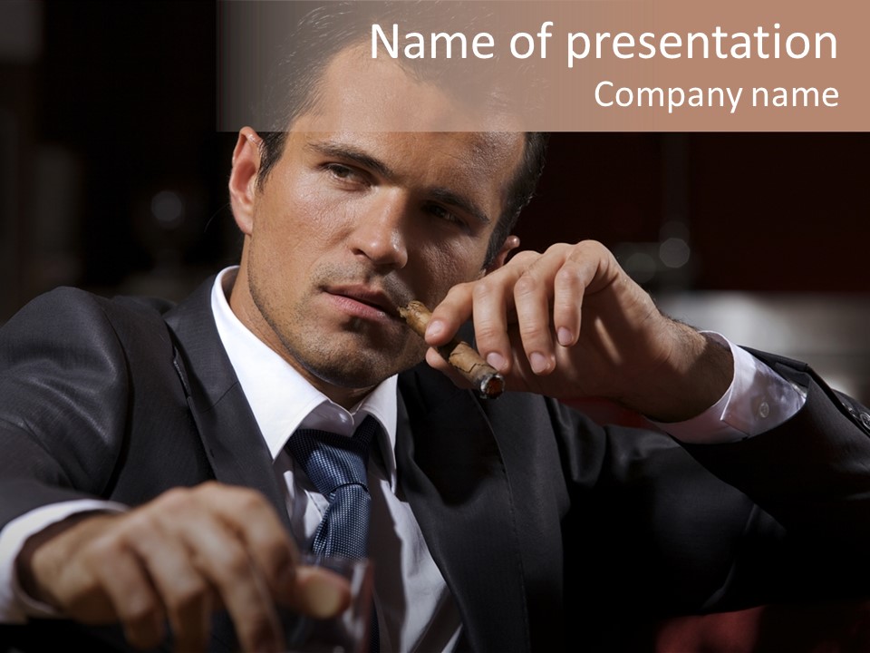 Man Smoking Cigar PowerPoint Template