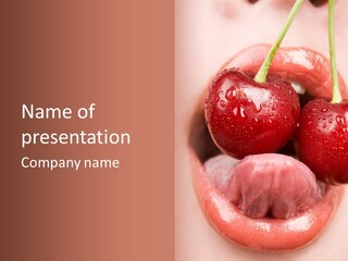 Licking Cherry PowerPoint Template