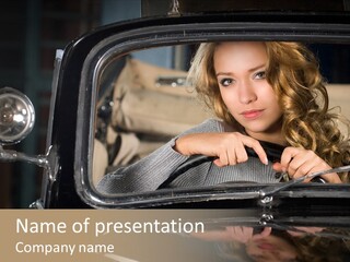 Behind A Steering Wheel PowerPoint Template