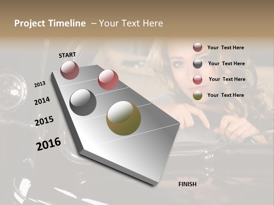 Behind A Steering Wheel PowerPoint Template