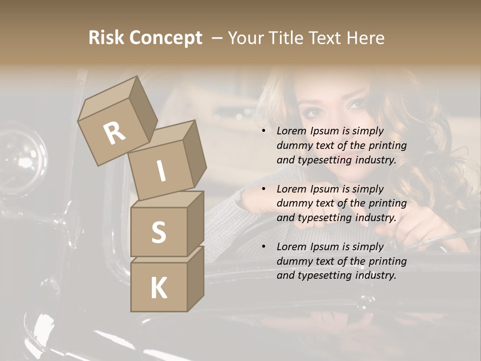 Behind A Steering Wheel PowerPoint Template