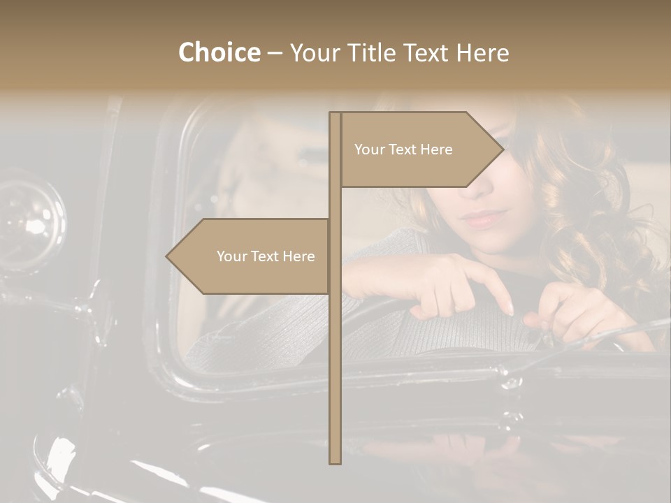 Behind A Steering Wheel PowerPoint Template