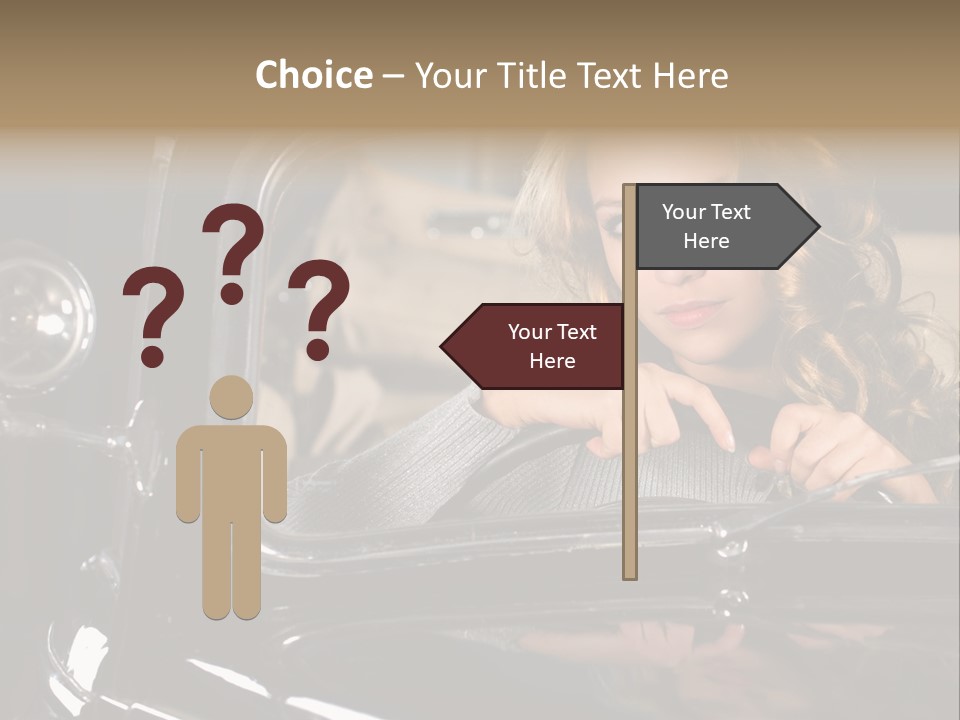 Behind A Steering Wheel PowerPoint Template